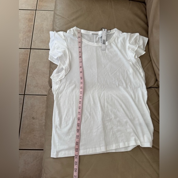 Elie Tahari Pima Cotton/Modal White Ruffle Sleeve Tee. Size L. MSRP $125 - Picture 10 of 12